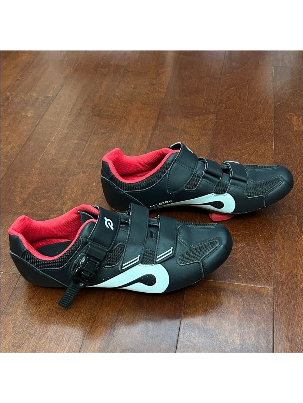 Peloton Men’s Black and Red Cycling Sneakers with Secure Straps, Size 11 (45)